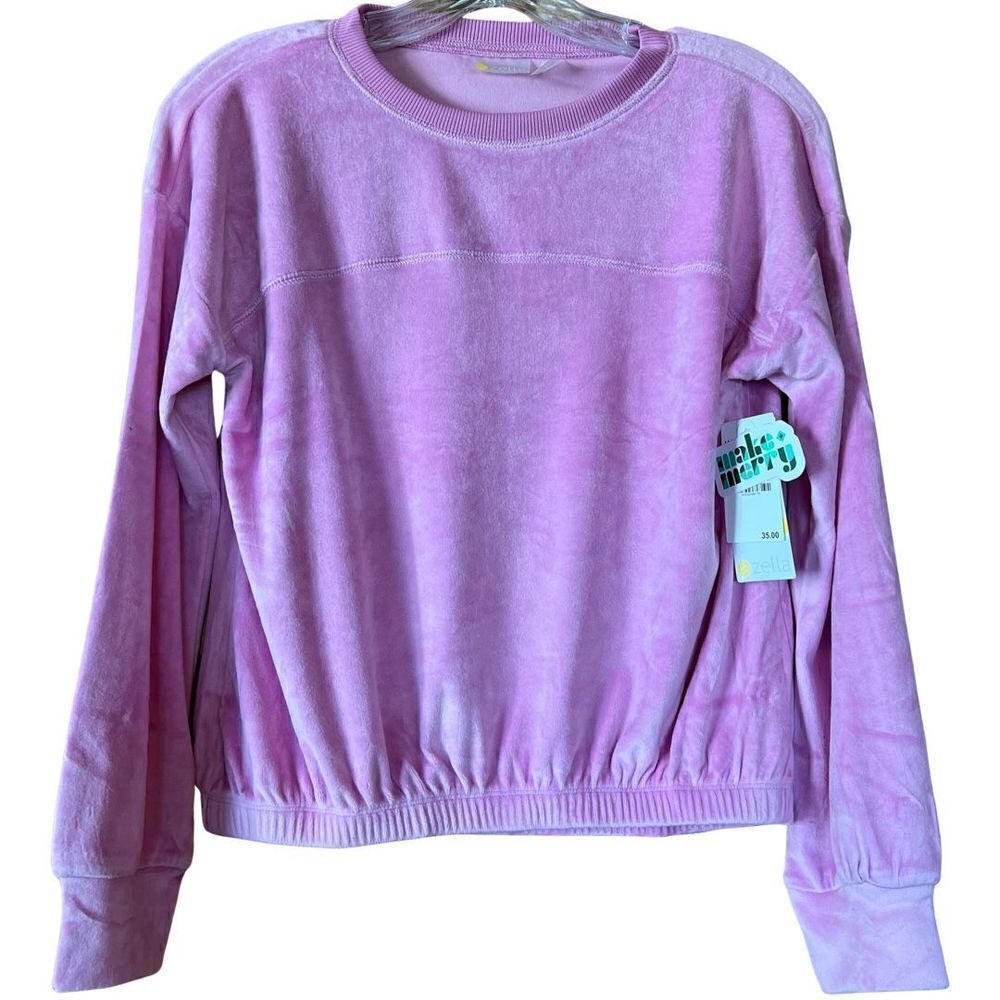 Zella Girl’s Pink Pullover Sweatshirt Velour Size Large